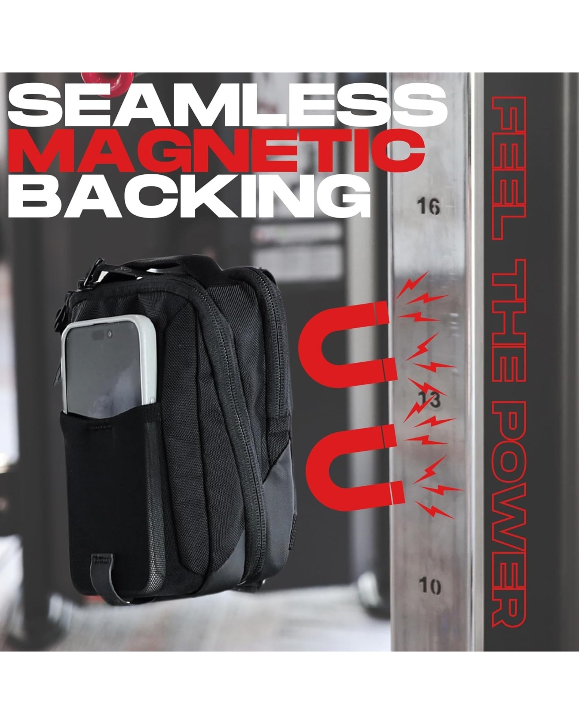 Magnetic Gym Sling Bag With Mobile Phone and Bottle Holder