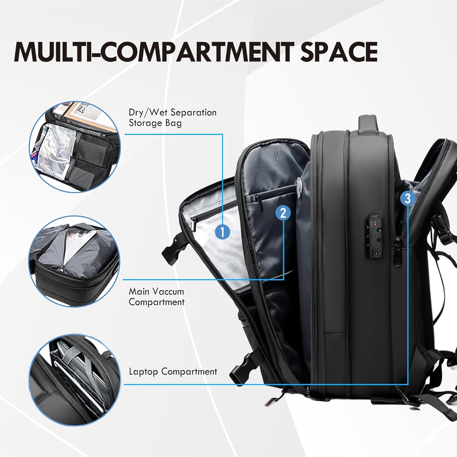 Air Vacuum Travel Backpack with Air Pump 45L