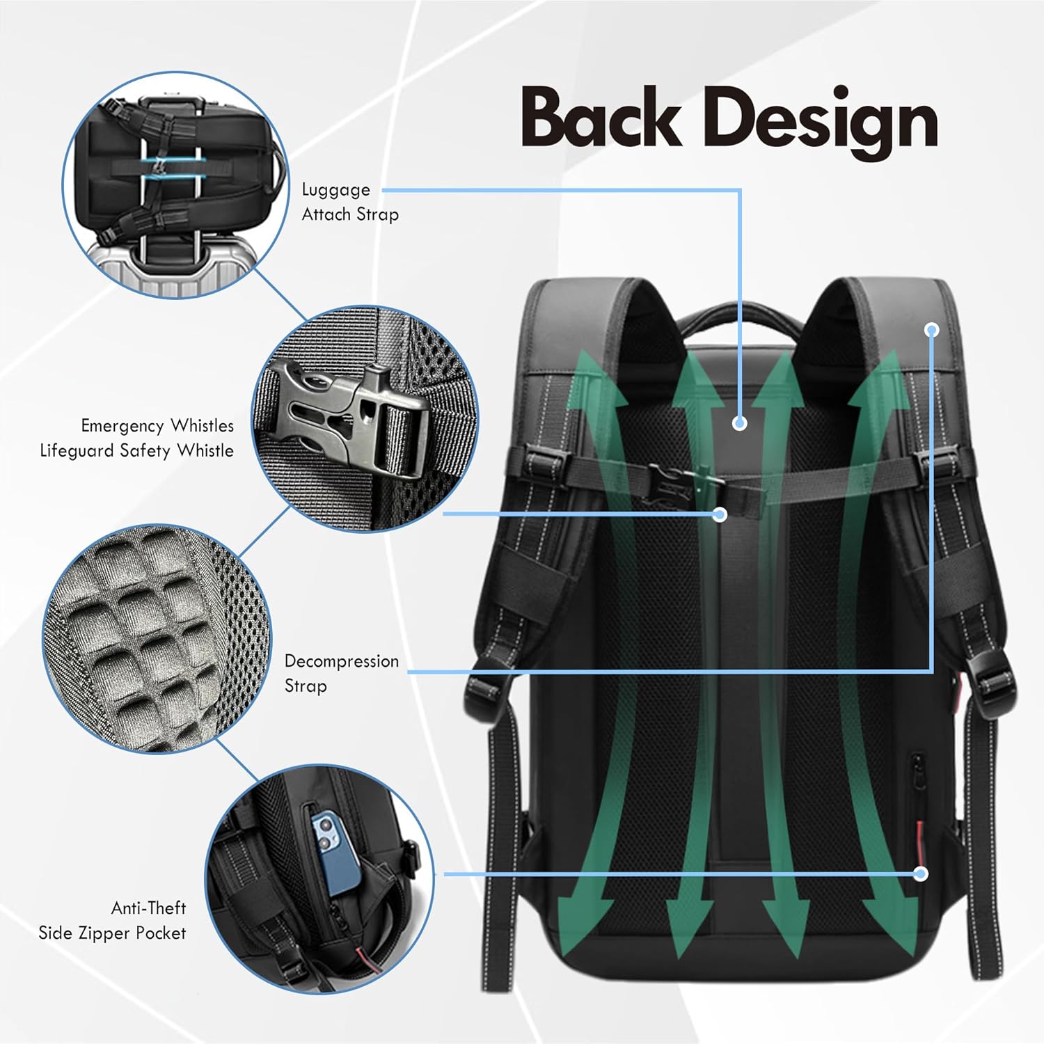 Air Vacuum Travel Backpack with Air Pump 45L