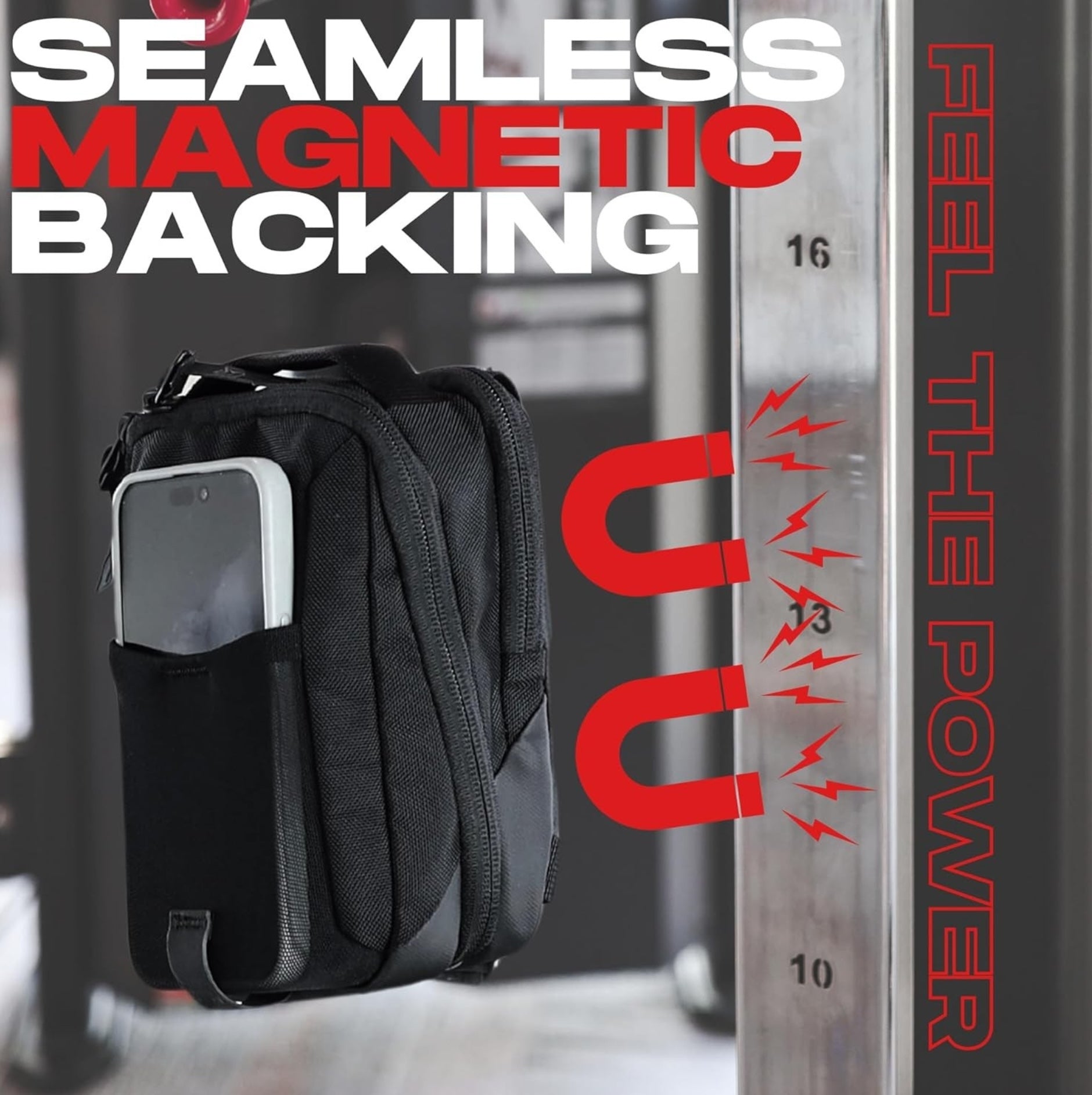 Magnetic Gym Sling Bag With Mobile Phone and Bottle Holder