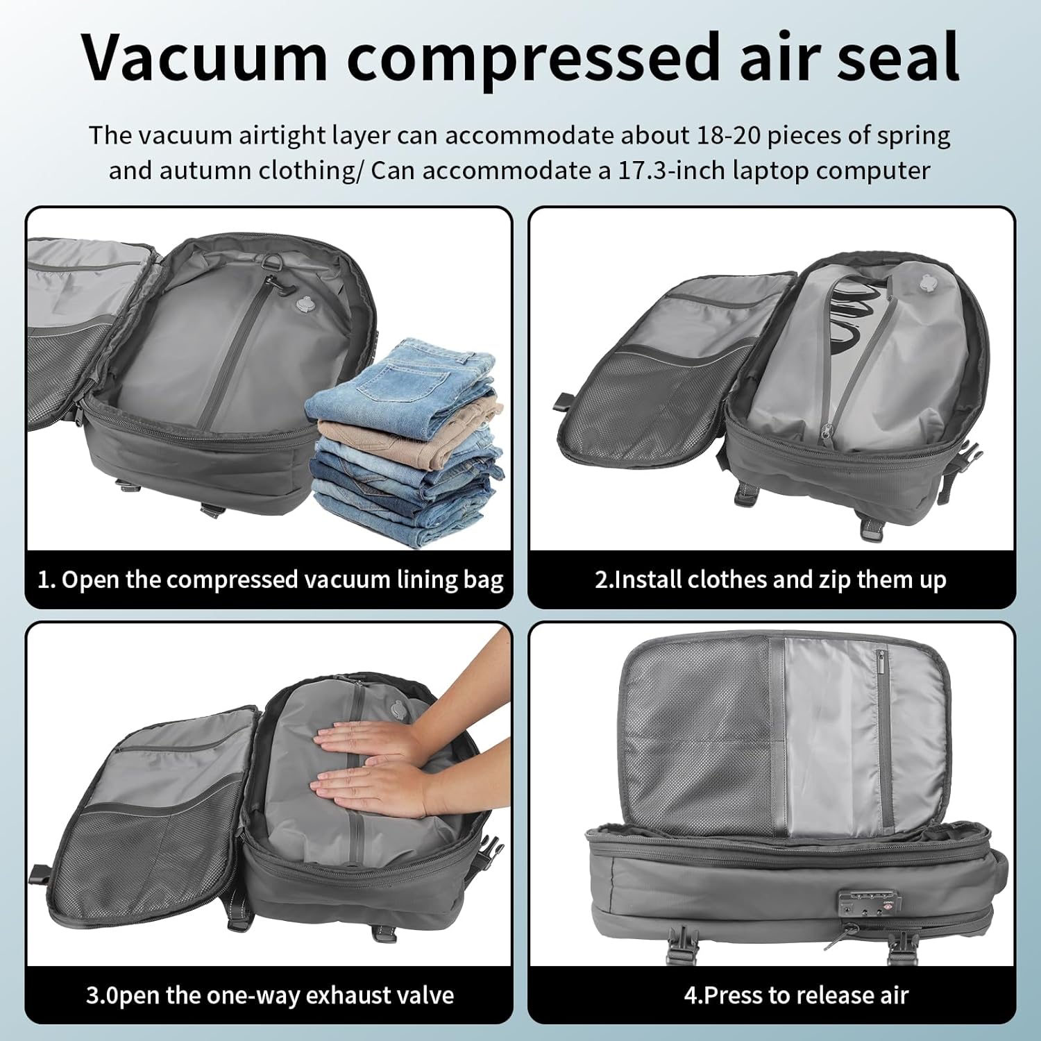 Air Vacuum Travel Bag Pack With Air Pump 45L
