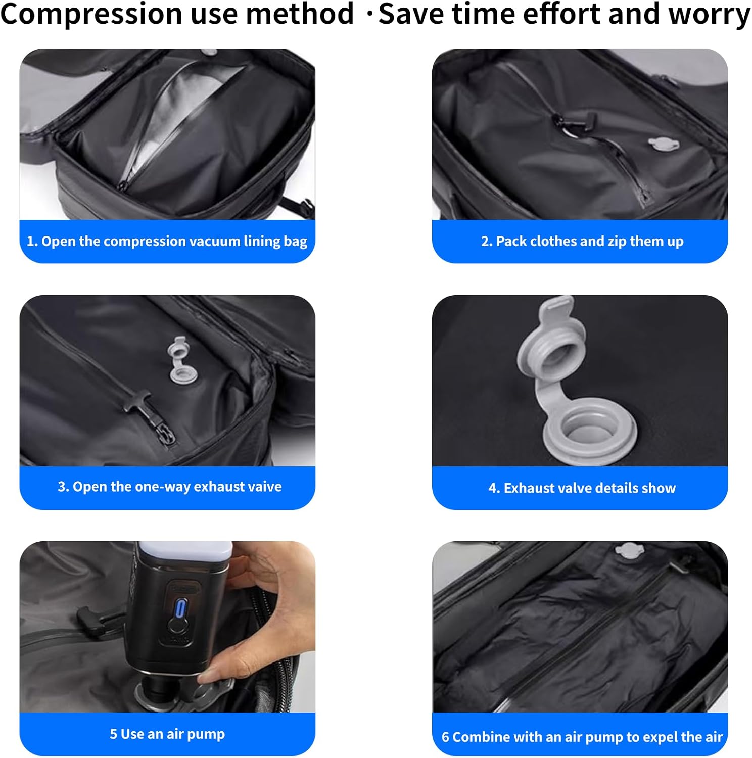 Air Vacuum Travel Bag Pack With Air Pump 45L