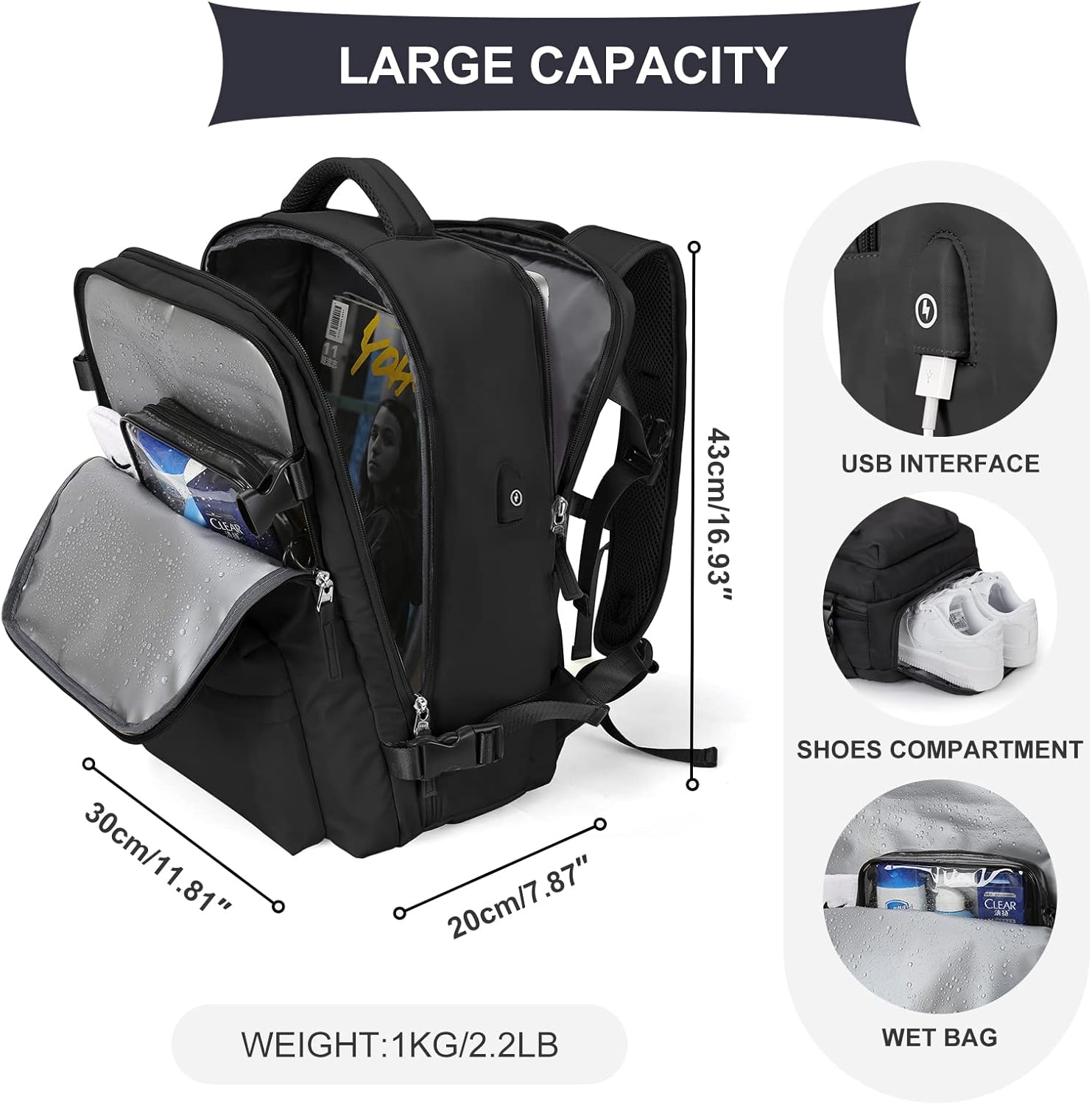 Travel Bag Pack for Genz Travelers! Panther Black