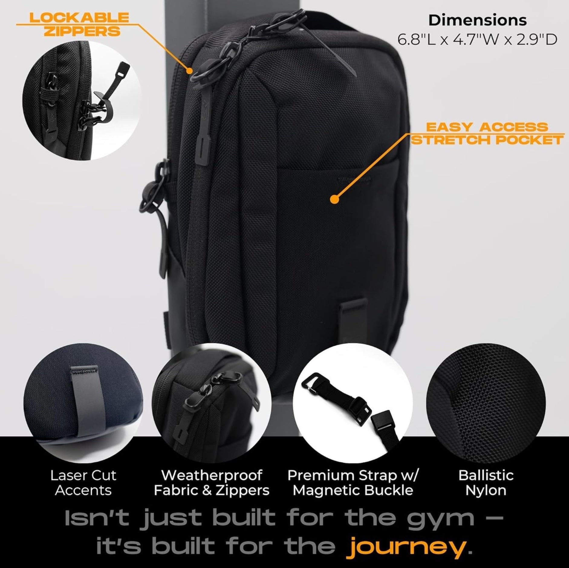 Magnetic Gym Sling Bag With Mobile Phone and Bottle Holder