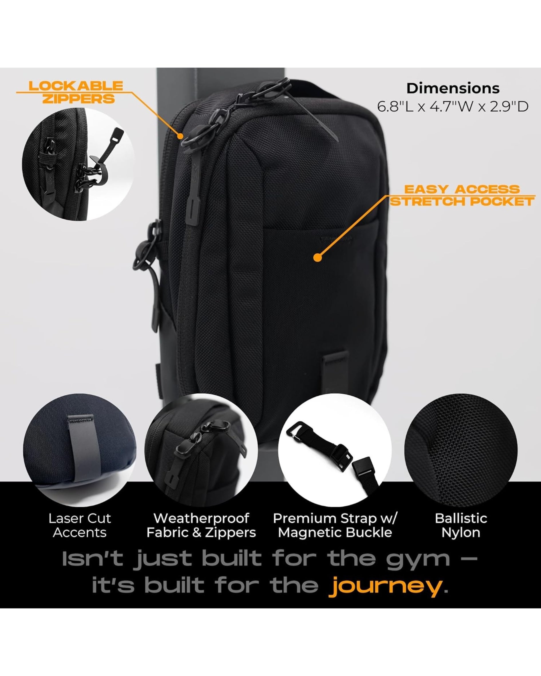 Magnetic Gym Sling Bag With Mobile Phone and Bottle Holder